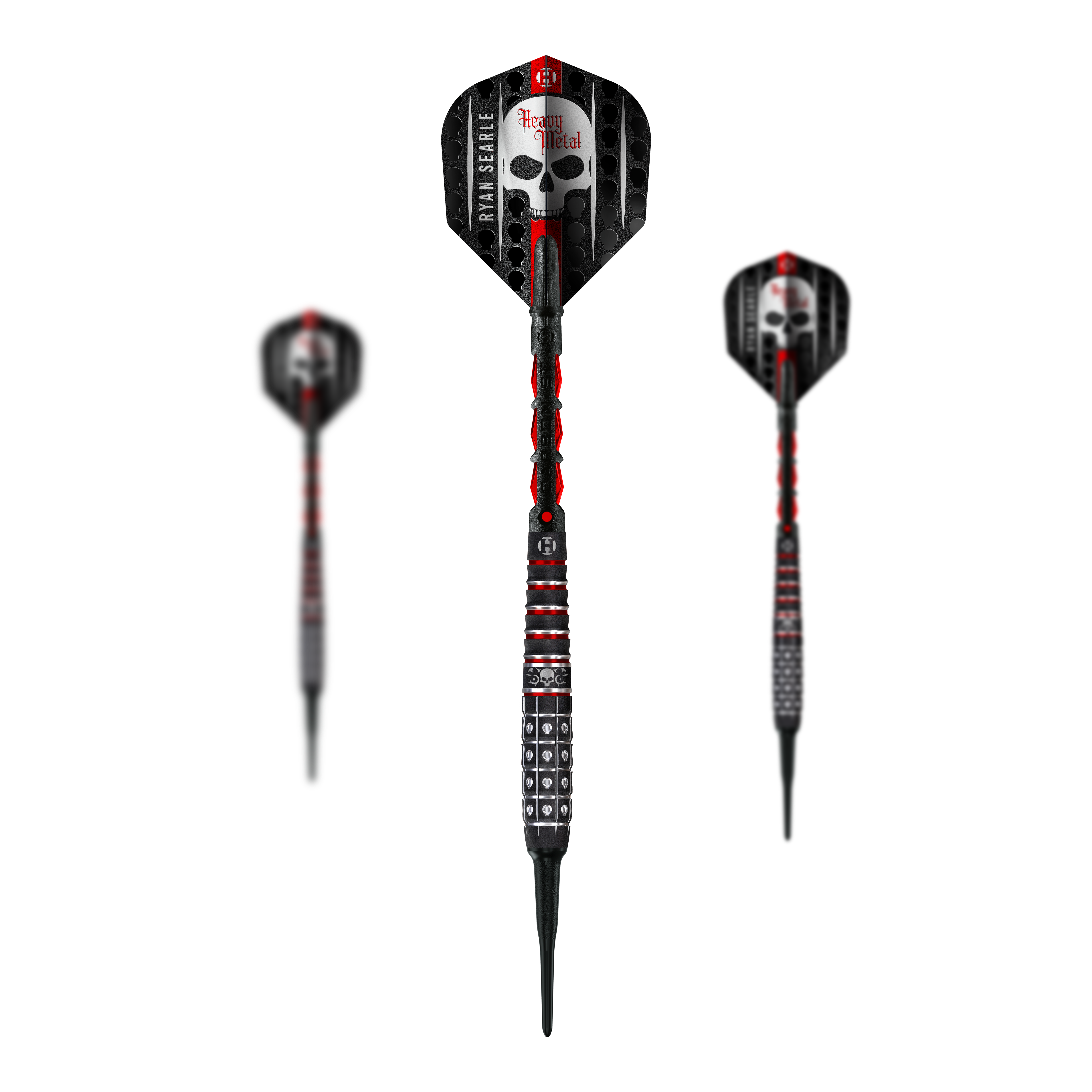 Die Abbildung zeigt die Harrows Ryan Searle Series 3 Softdarts. Der Artikel besteht aus einem Set professioneller Softdarts für Dartspieler.