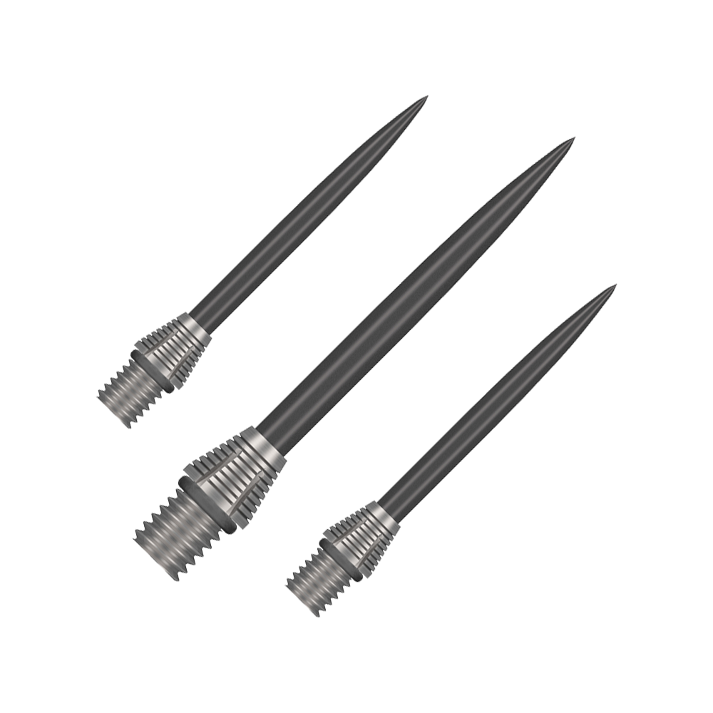 Shot Tactra Conversion Points - 34mm Das Bild stellt die Shot Tactra Conversion Points - 34 mm dar. Diese Spitzen sind ideal zur Umwandlung von Softdarts in Steeldarts.