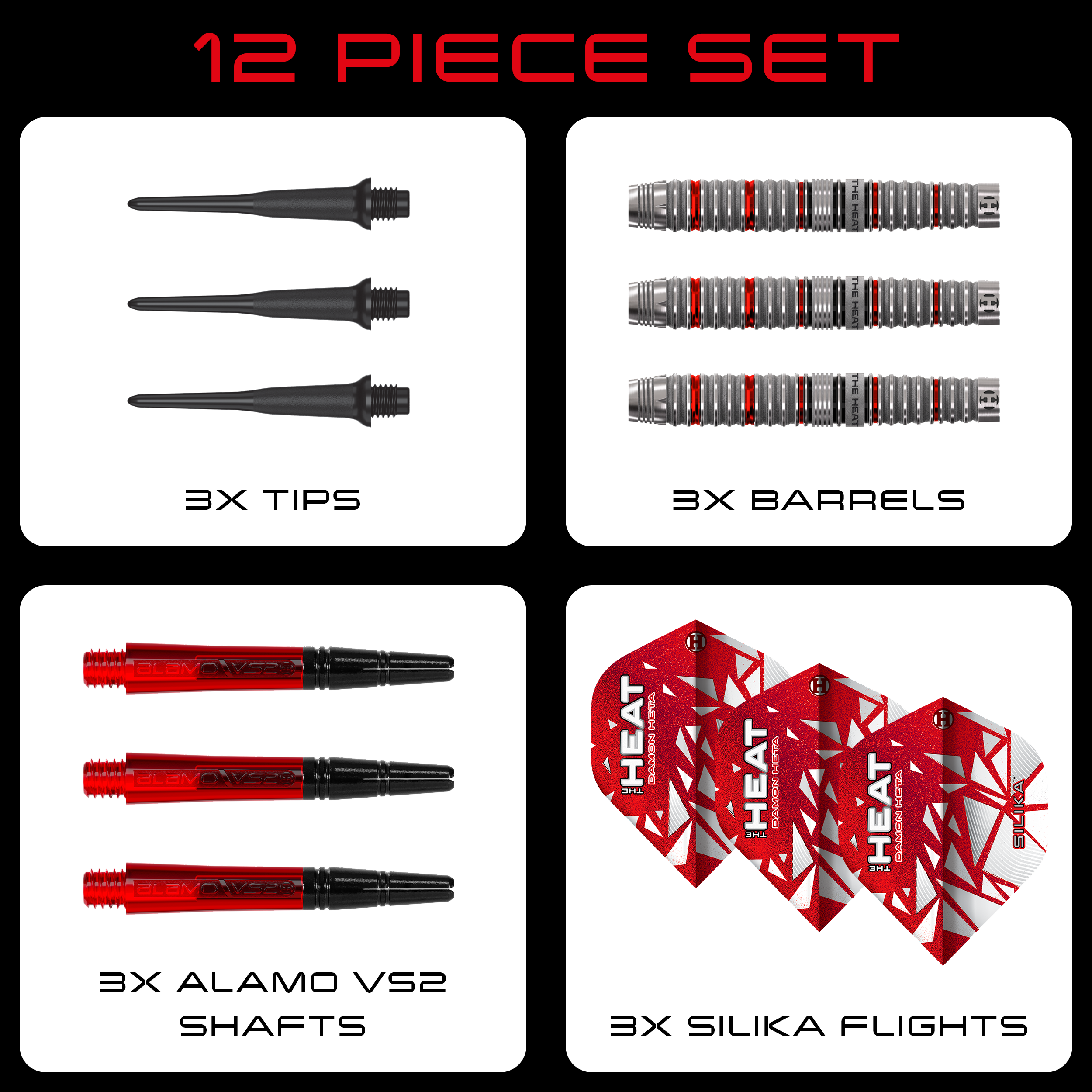 Harrow's Damon Heta Series 4 soft darts Zu sehen sind Harrows Damon Heta Series 4 Softdarts. Dieses Produkt ist speziell für den Softdart-Sport entwickelt.
