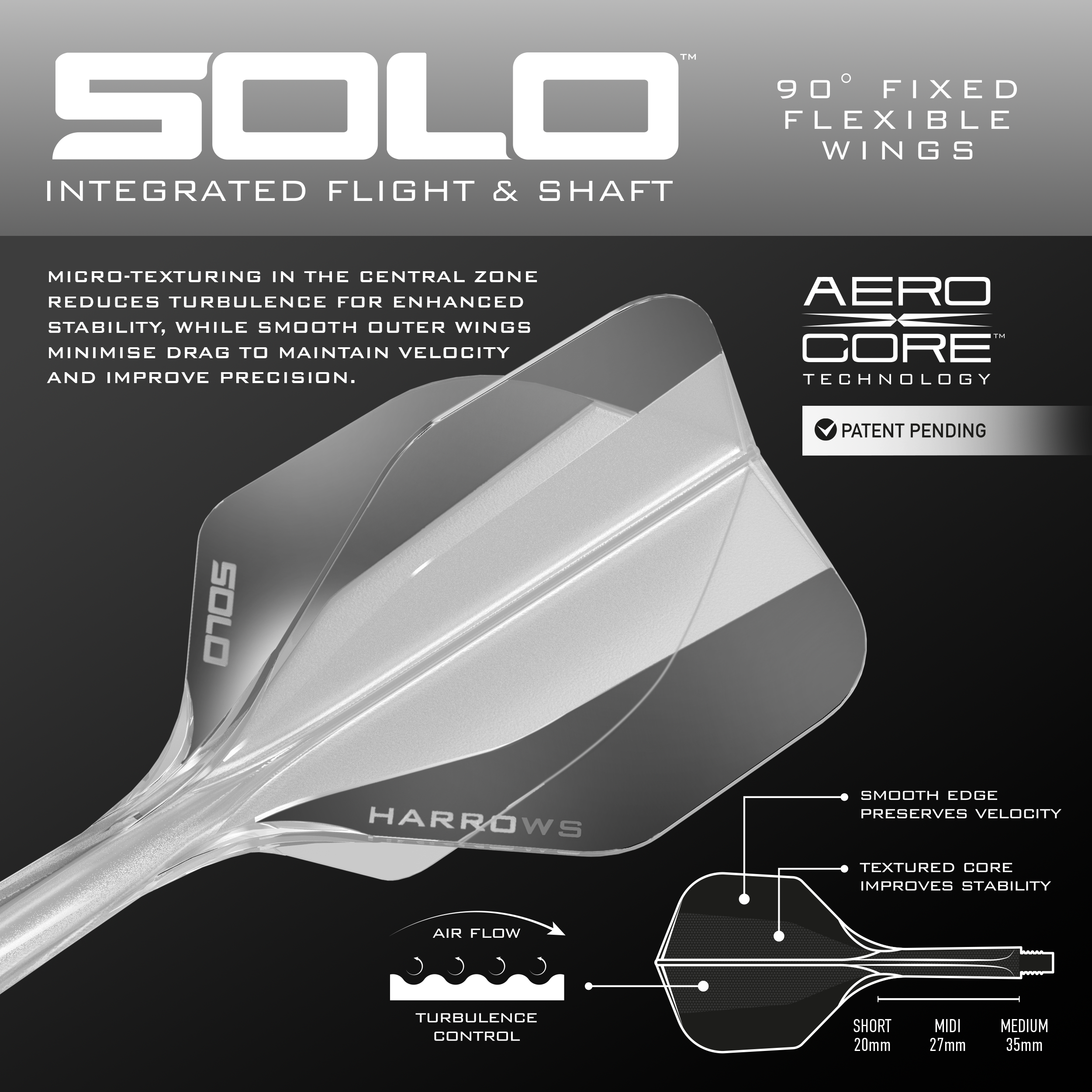 Harrows Solo No6 Flight Shaft System - Clear Gezeigt wird das Harrows Solo No6 Flight-Shaft-System, hier in der Ausführung Clear. Das Produkt ist vollständig dargestellt.