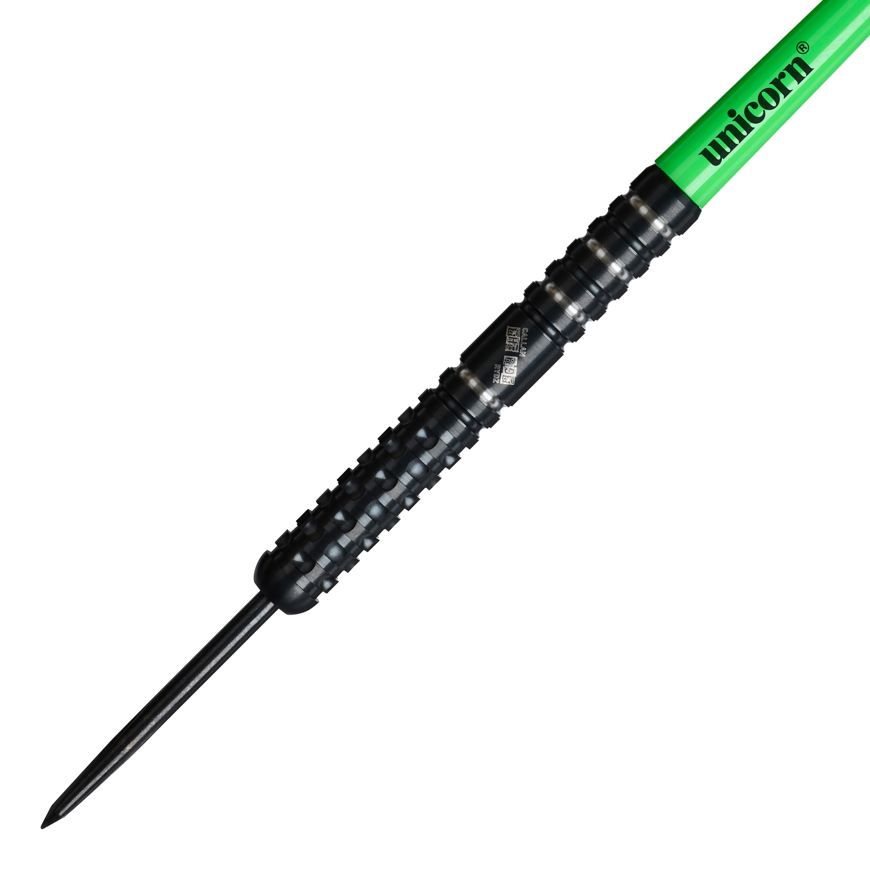 Unicorn Wraith Callan Rydz Steel Darts - 23g Hier sind die Unicorn Wraith Callan Rydz Steeldarts - 23g abgebildet. Man erkennt deutlich die Form und das Material des Produkts.