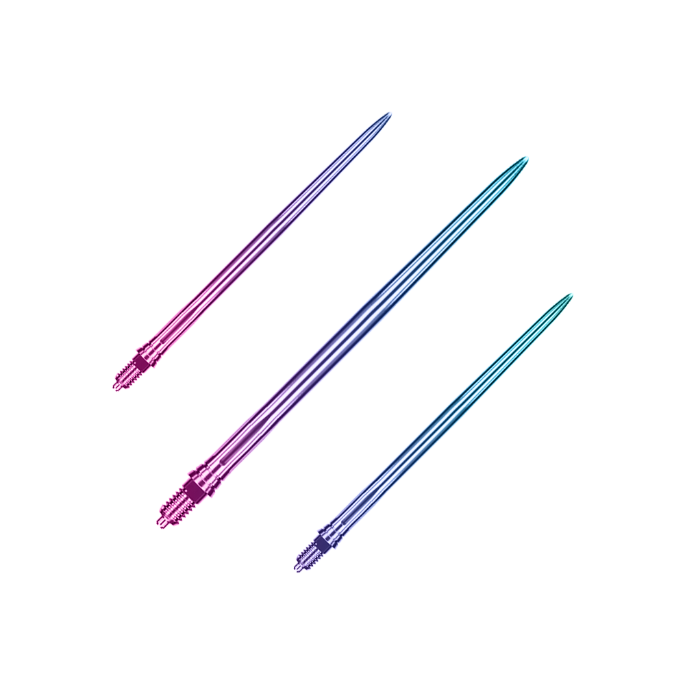 Hier sind EVO249 Caliburn EZ-EVO Dartspitzen Smooth Rainbow 45mm als Set abgebildet. Die Dartspitzen haben ein farbenfrohes, glattes Aussehen.