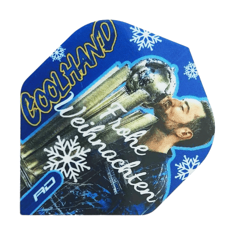 Zu sehen ist das Produkt WF-16_Red_Dragon_Luke_Humphries_Frohe_Weihnachten_Standard_Flights_1. Diese Dart-Flights zeigen ein festliches, weihnachtliches Muster.