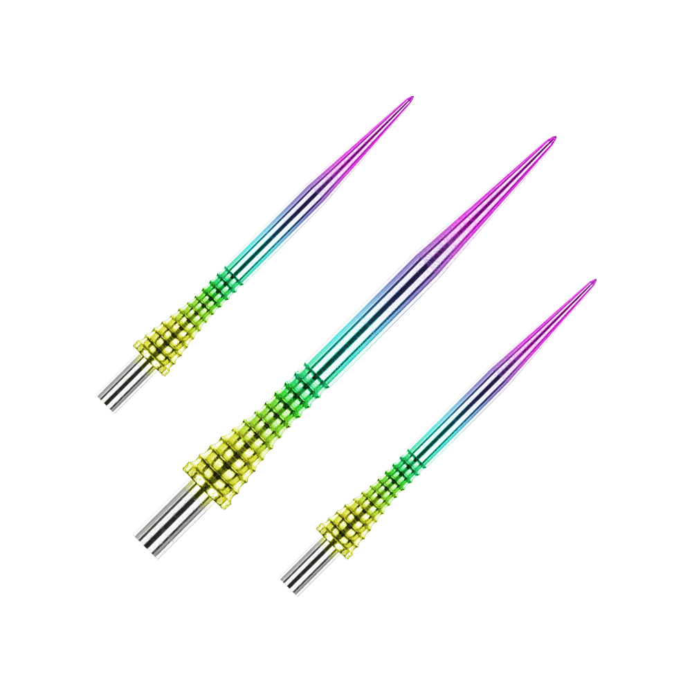 Red Dragon Raptor Gripped Rainbow steel dart tips 30mm Das Produkt Red Dragon Raptor Gripped Rainbow Steeldartspitzen 30mm ist als Set abgebildet. Die Spitzen haben ein spezielles Muster.