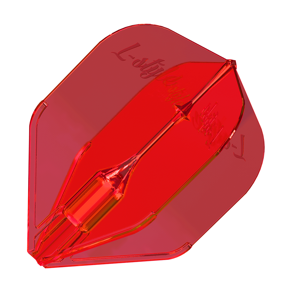 L-Style Fantom L3EZ Flights Red Das Bild zeigt ein rotes Dartflight mit der Aufschrift "L-Style". Es handelt sich um das Modell Fantom L3EZ Flights in der Farbe Rot.