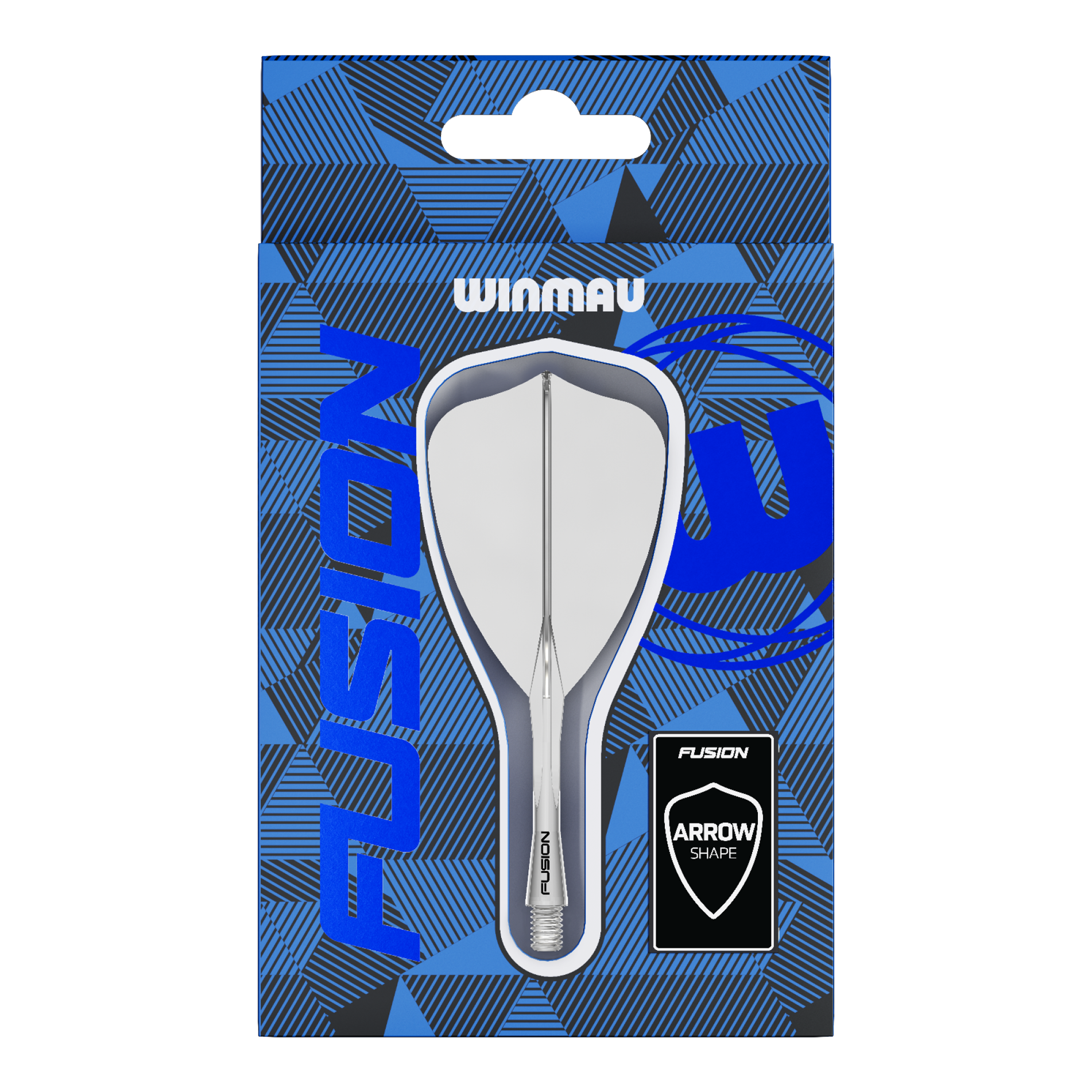 Hier ist ein weiteres Bild des Winmau Fusion Flight-Shaft-System Arrow Clear. Es zeigt den Flightschaft für Darts in einer anderen Perspektive.