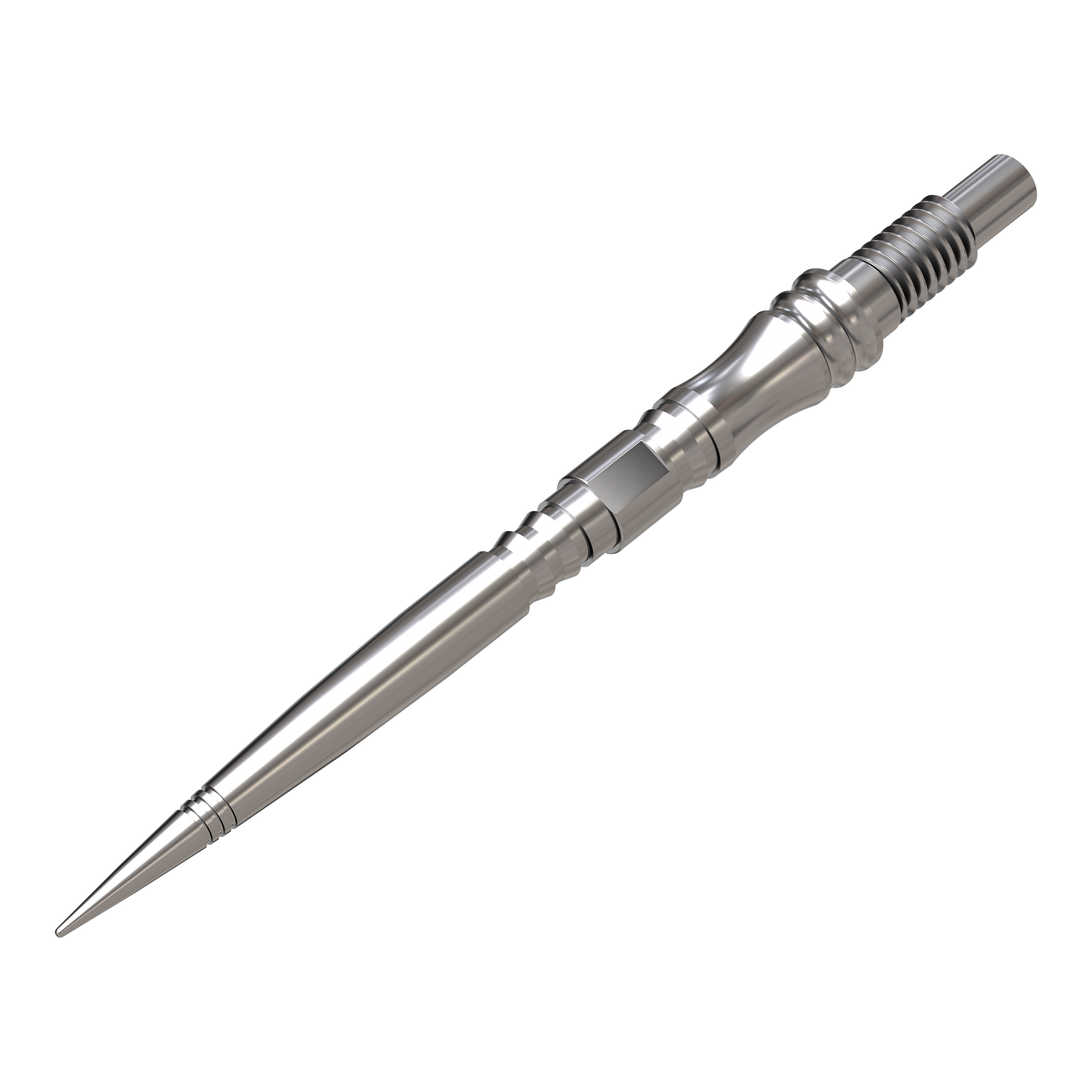 Das Bild zeigt Harrows Quick Point Apex Axis Elite Series Dartspitzen in Silber. Die Spitzen sind nebeneinander angeordnet.