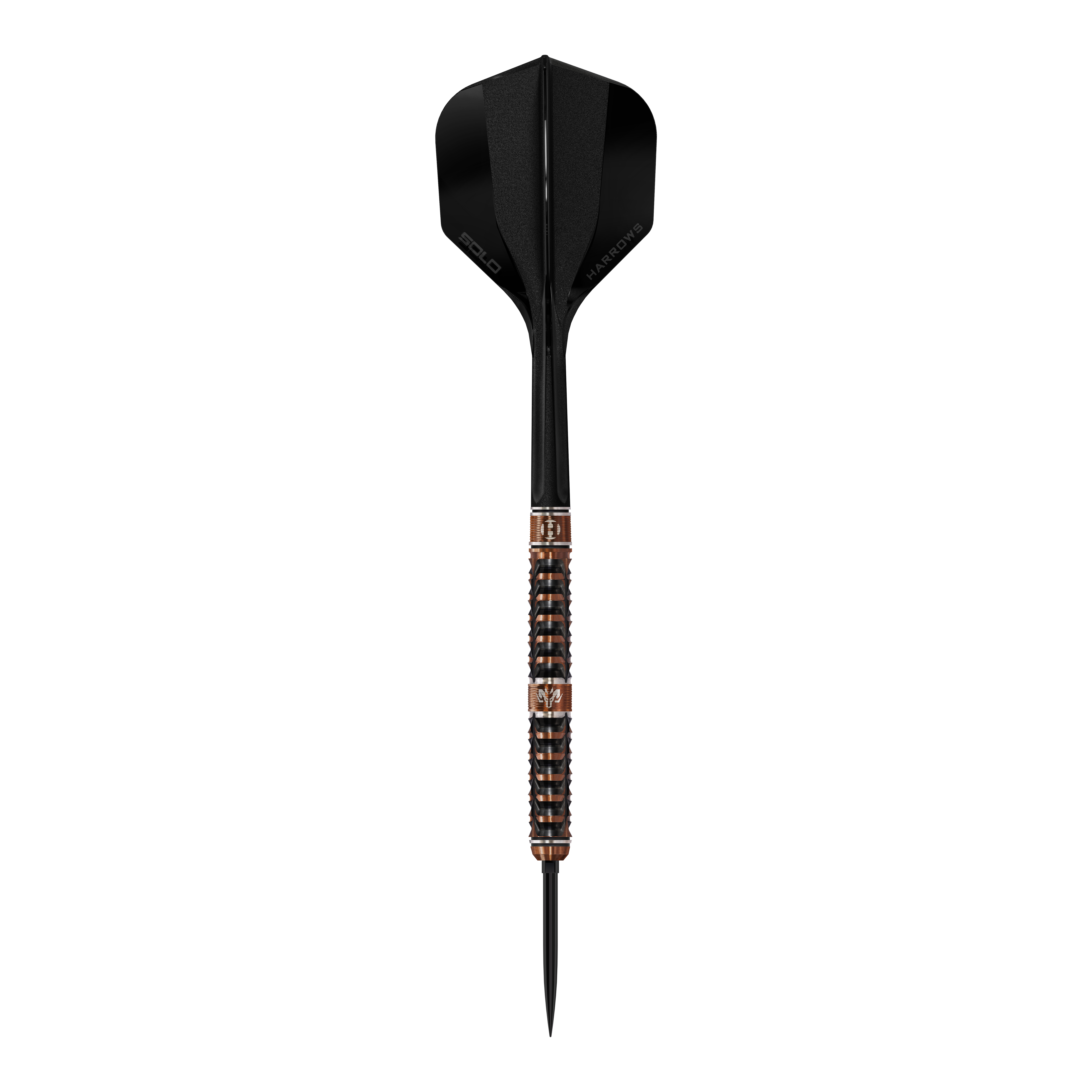 Das Bild zeigt die Harrows Wolfram Trinity Quick Point Steeldarts aus einer anderen Perspektive. Diese Darts sind bekannt für ihre hohe Qualität.