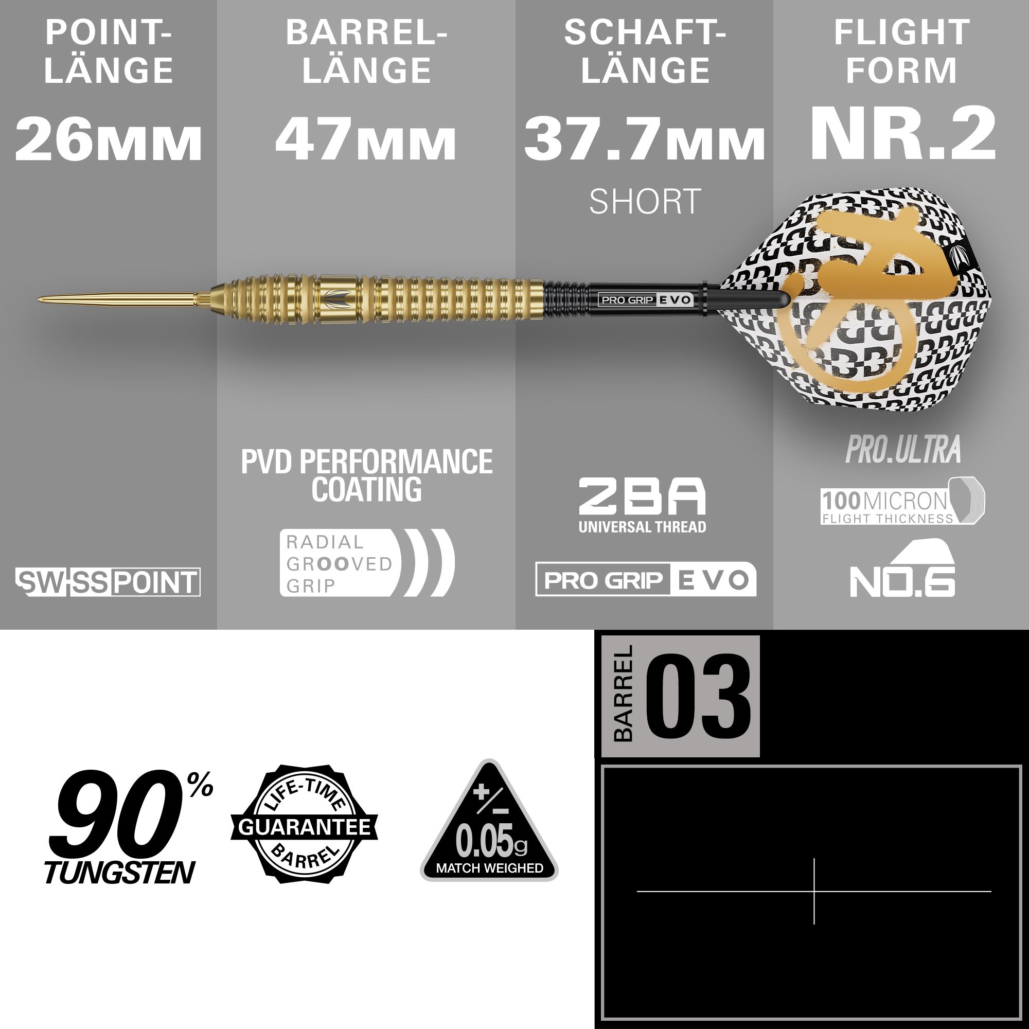 Zu sehen sind die Target Bolide Envy 03 Swiss Point Steeldarts. Diese Darts haben ein modernes Aussehen und sind für Profis geeignet.