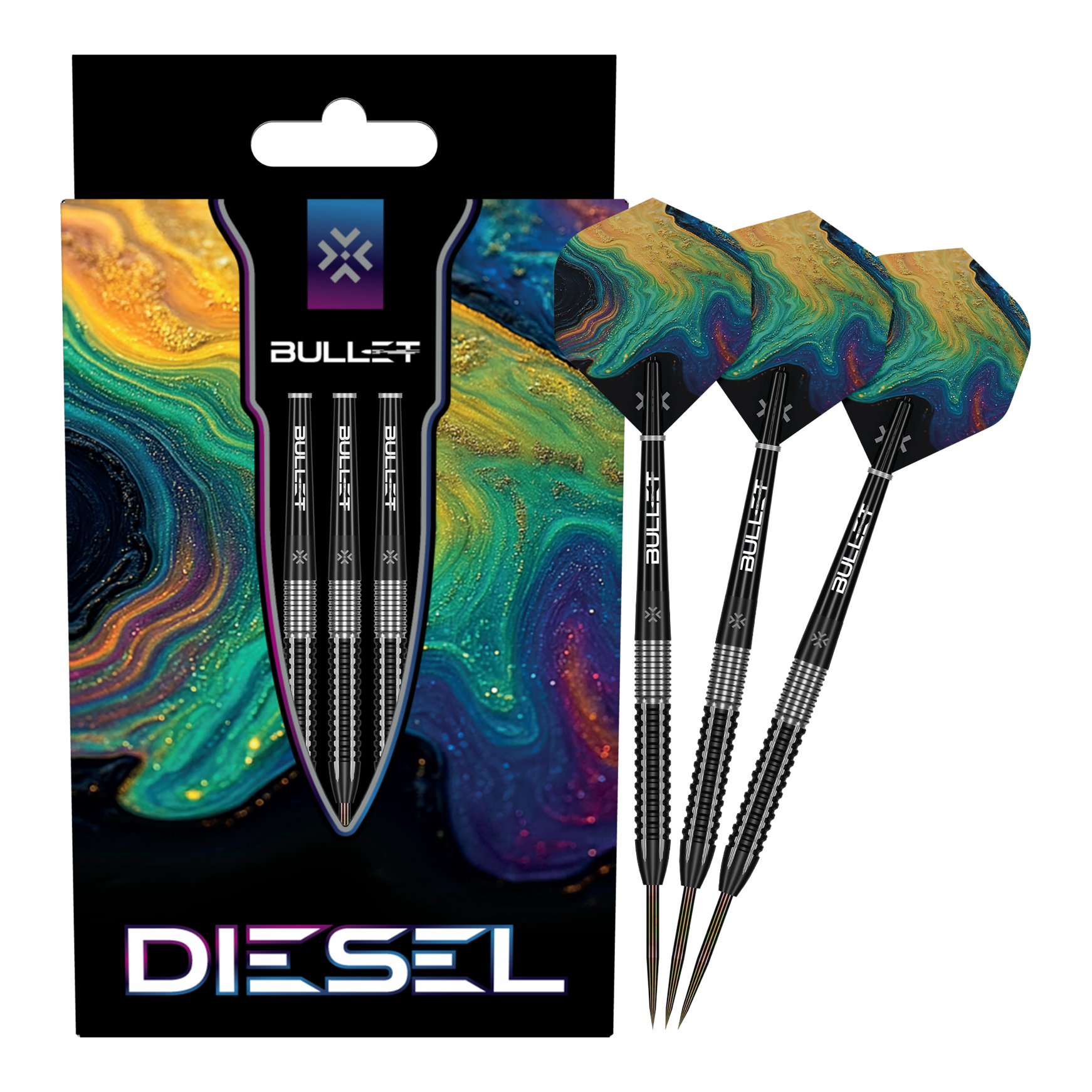 Bullet Diesel steel darts Hier wird das Produkt Bullet Diesel Steeldarts präsentiert. Die Steeldarts sind für den professionellen Dartsport geeignet.