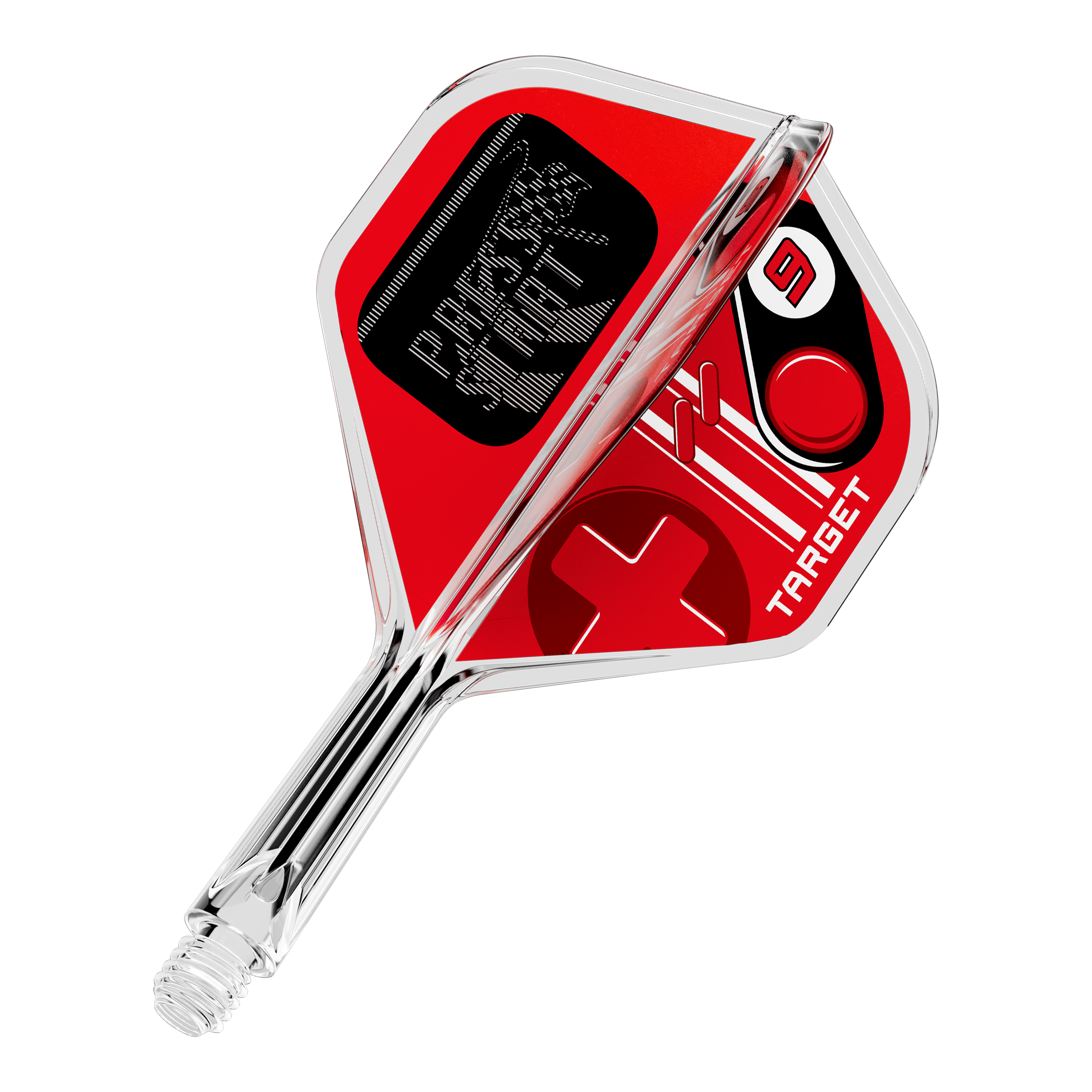 Target K-Flex Press Start No2 Standard Flights Zu sehen ist ein einzelner Dart Flight mit der Bezeichnung 410585 Target K-Flex PressStart No2 Standard 19mm. Es handelt sich um Zubehör für das Dartspiel.