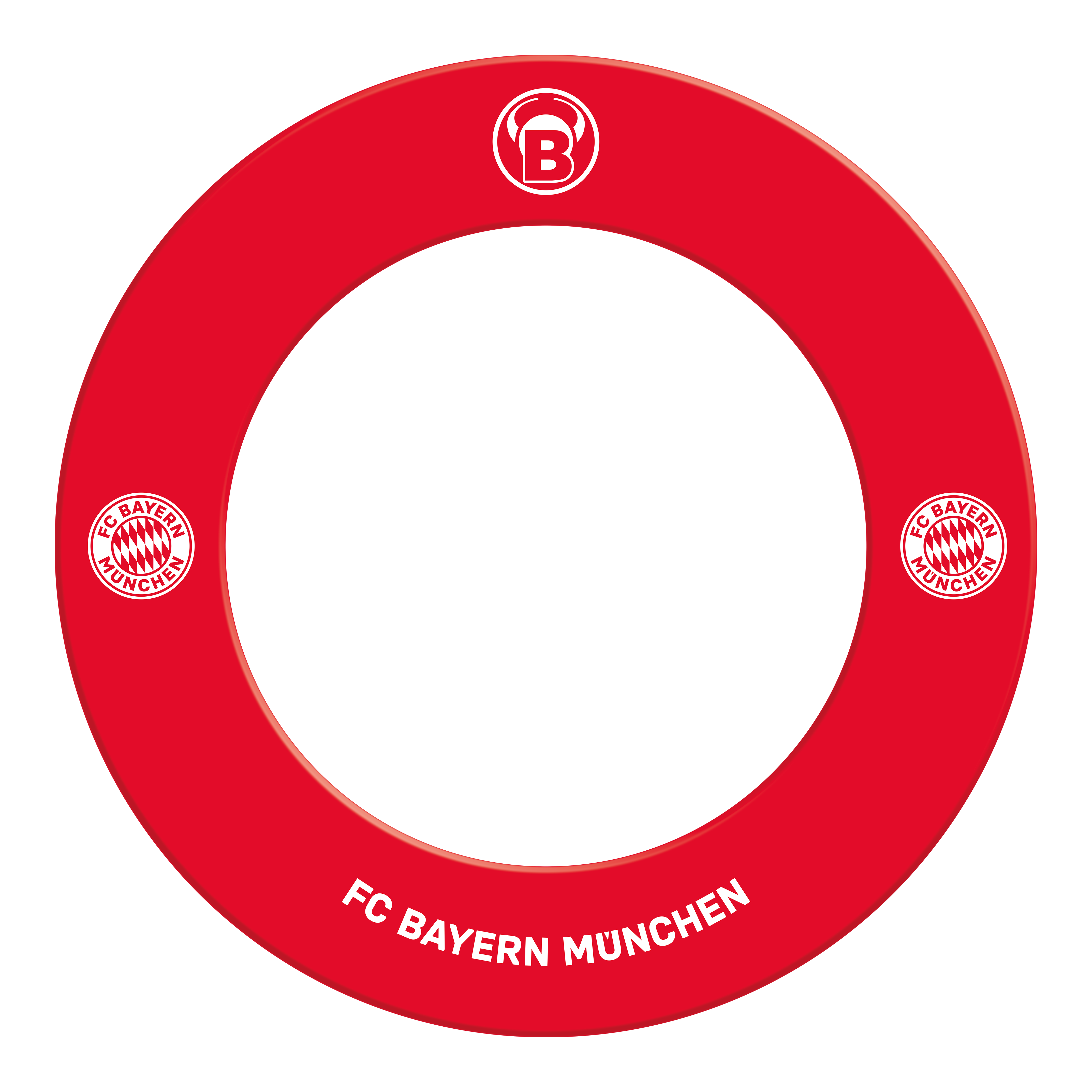Bulls FC Bayern Munich Premium Dartboard Surround Auf dem Bild ist das Bulls FC Bayern München Premium Dartboard Surround zu sehen. Das Surround schützt die Wand und trägt das Logo des FC Bayern München.