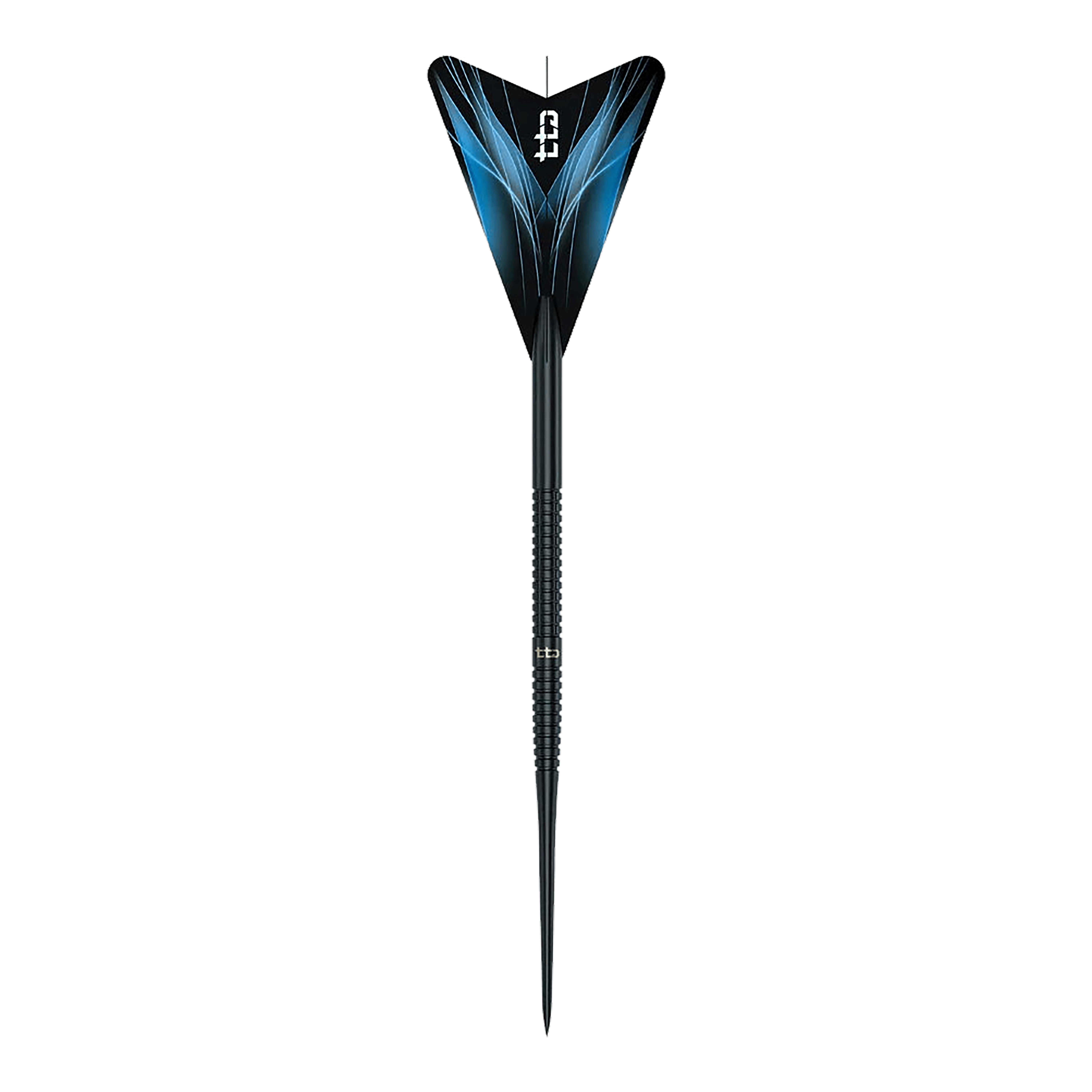 Caliburn TTD Complete Titanium T1 Black Steeldarts - 5g Auf dem Bild befindet sich das Produkt Caliburn TTD Complete Titanium T1 Black Steeldarts - 5g. Das Dart-Set ist in Schwarz gehalten.