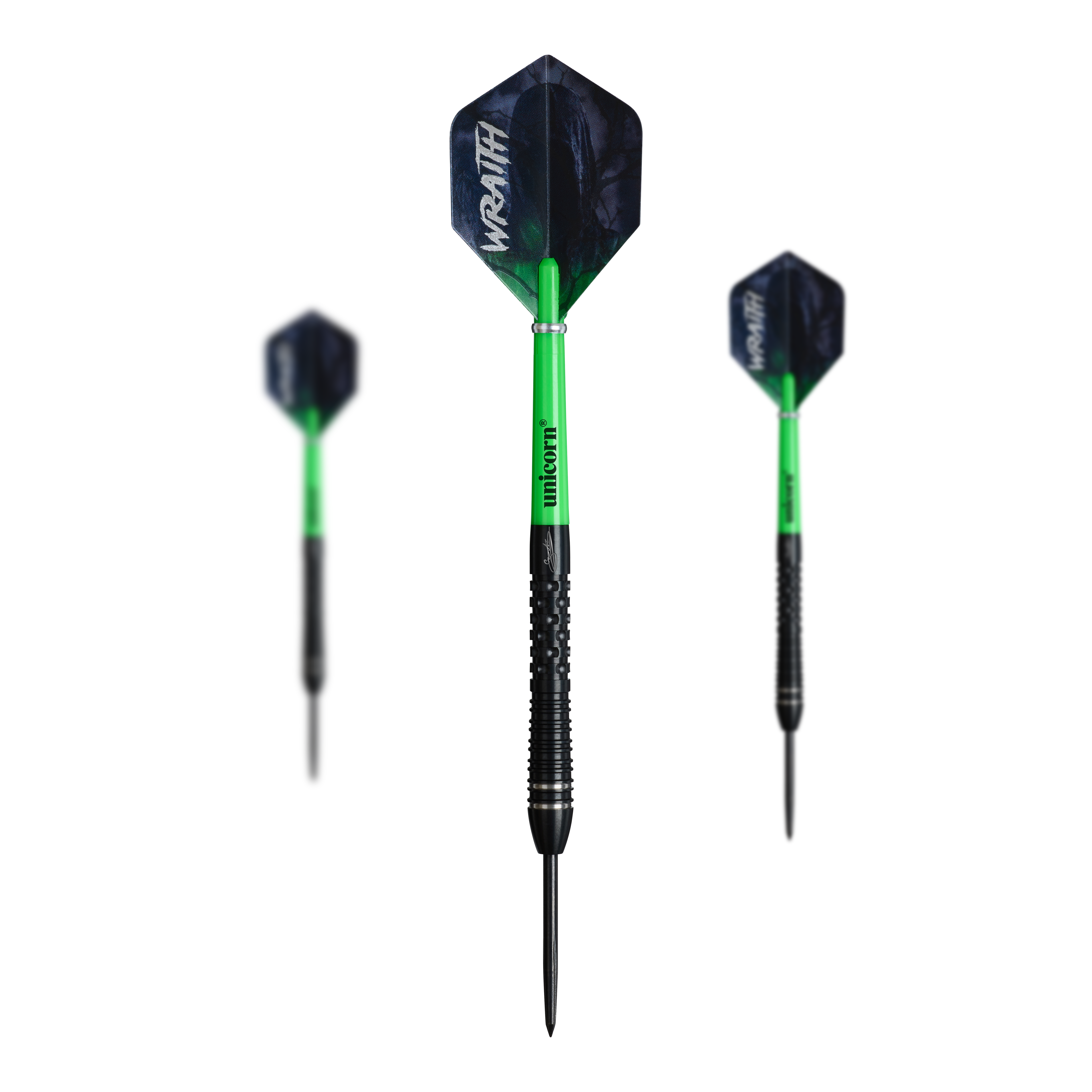 Dieses Bild zeigt die Unicorn Wraith Gary Anderson Phase 6 Steeldarts. Die Darts sind ideal für Turniere und Hobbyspieler.