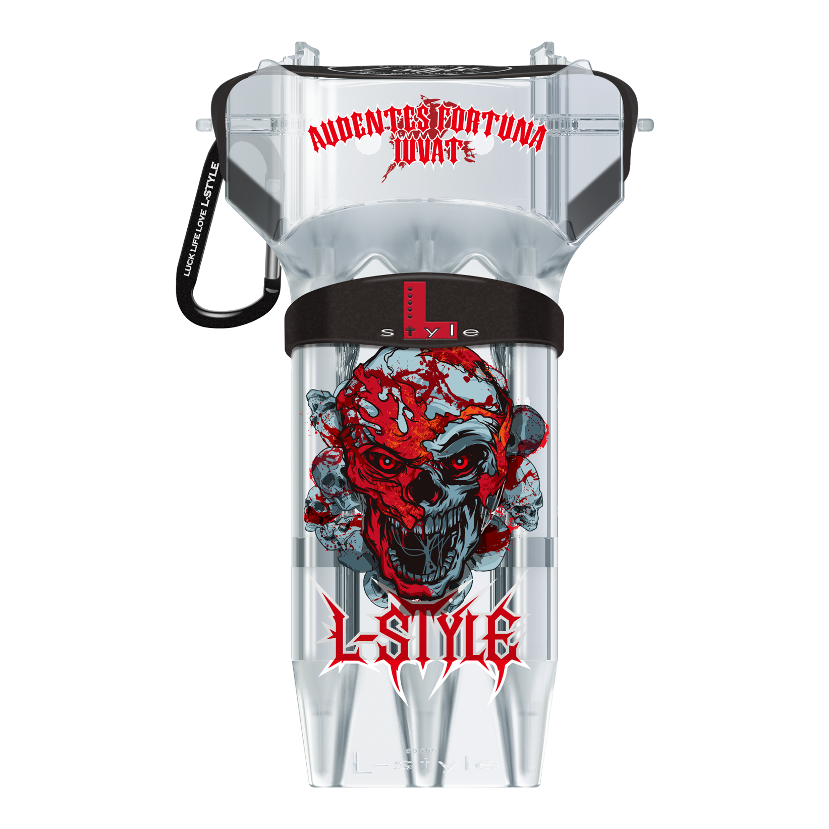 Das Bild zeigt das L-Style Krystal One Ryan Searle V4 Clear White Dartcase. Es handelt sich um ein durchsichtiges Dartcase zur sicheren Aufbewahrung von Dartpfeilen.