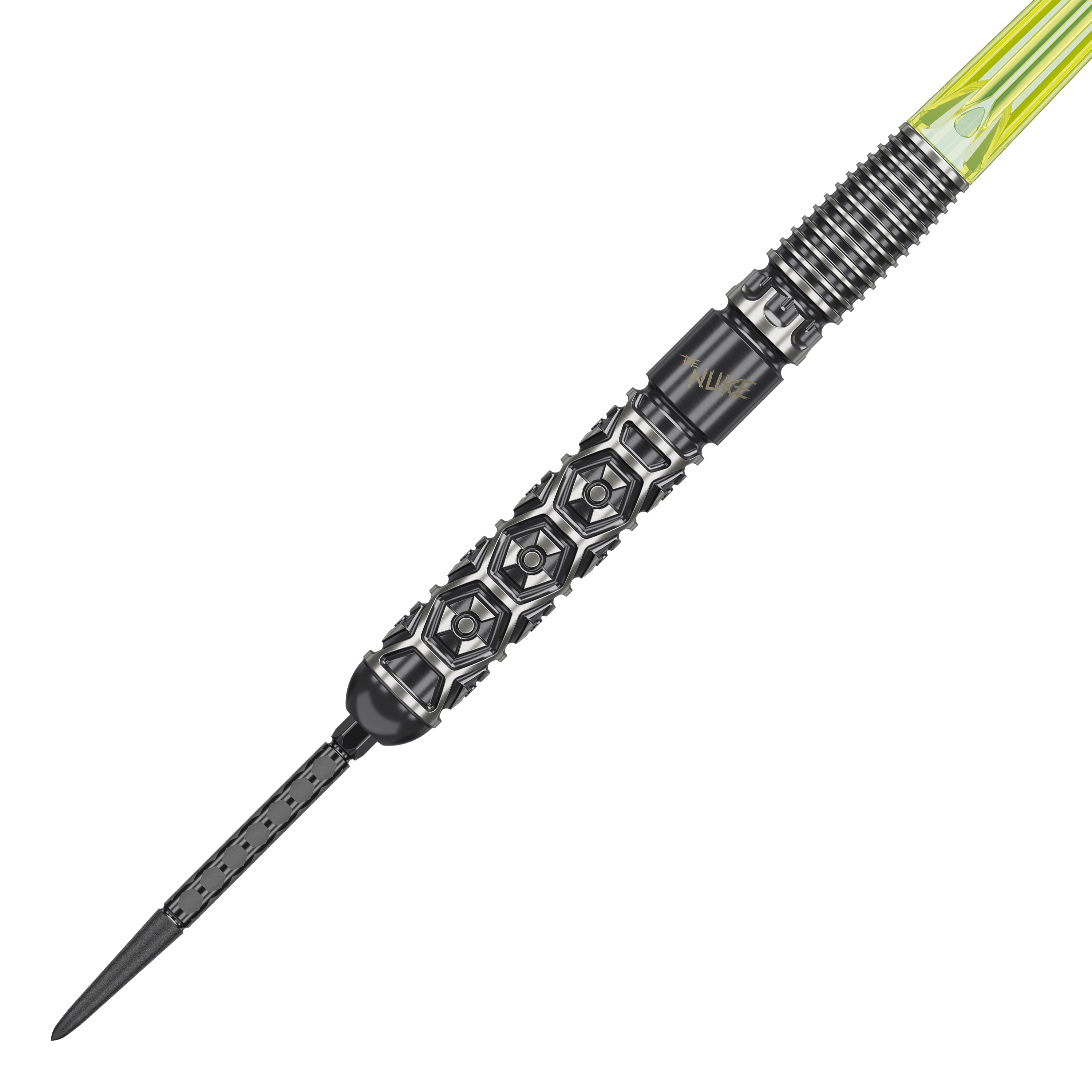 Abgebildet ist Target Luke Littler Nuke Fallout Swiss Points Steeldarts. Die Darts bieten Präzision und Qualität für das Dartspiel.