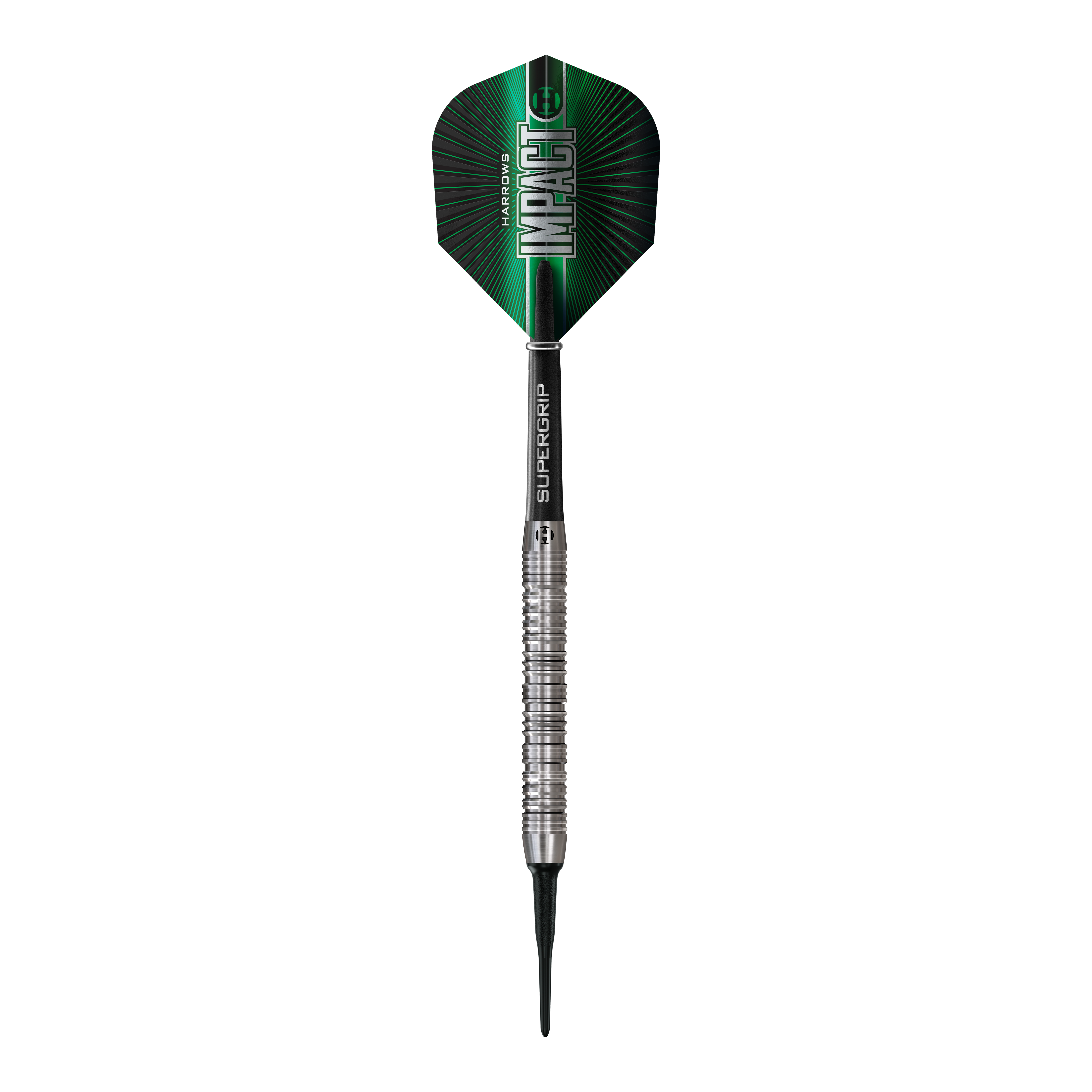 Harrows Impact Soft Darts Harrows Impact Softdarts sind auf diesem Bild abgebildet. Die Softdarts sind in Nahaufnahme zu sehen.