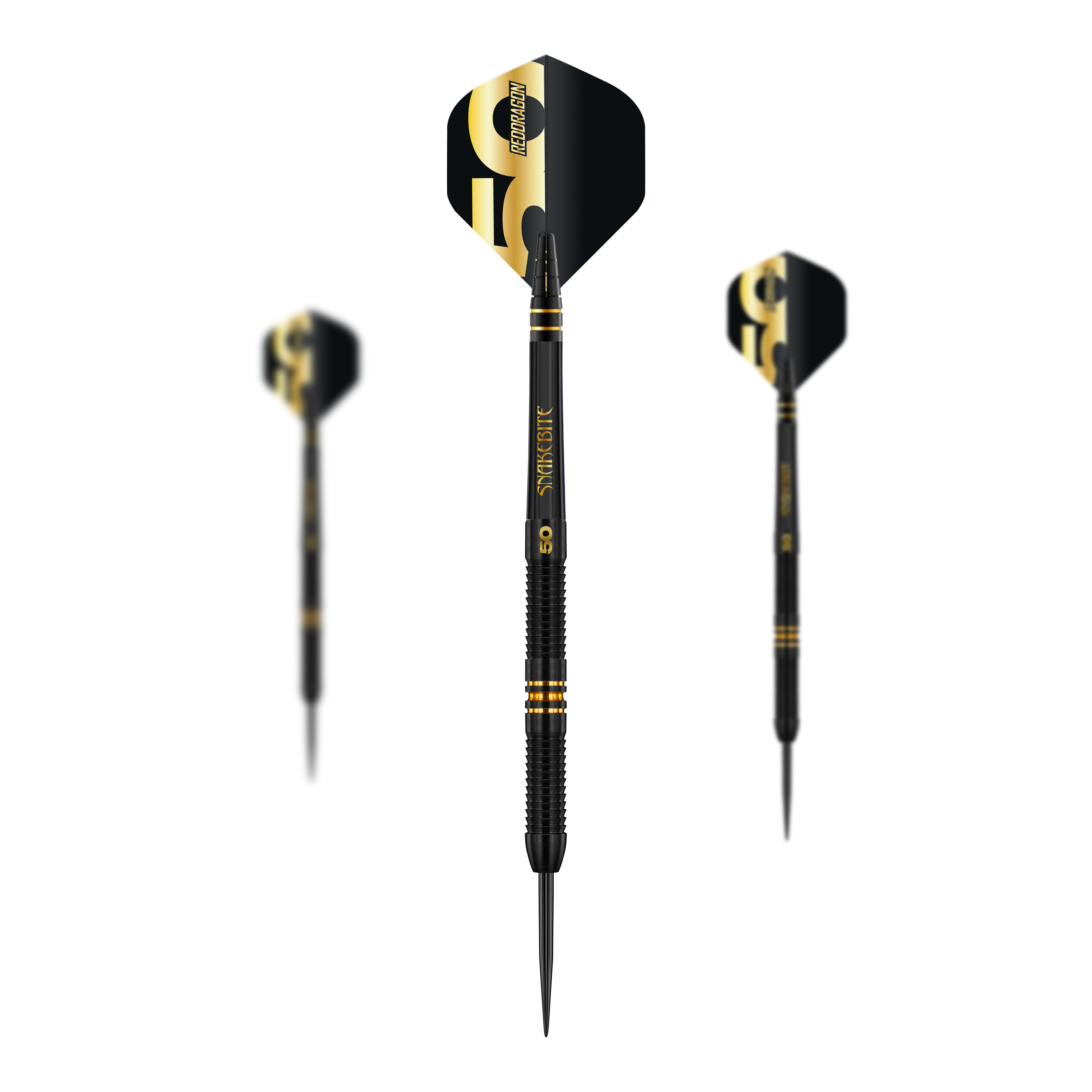 Das Bild zeigt die Red Dragon Peter Wright 50 Years Player Limited Edition Steeldarts mit 21g. Diese Darts sind eine spezielle Jubiläumsausgabe zu Ehren von Peter Wright.