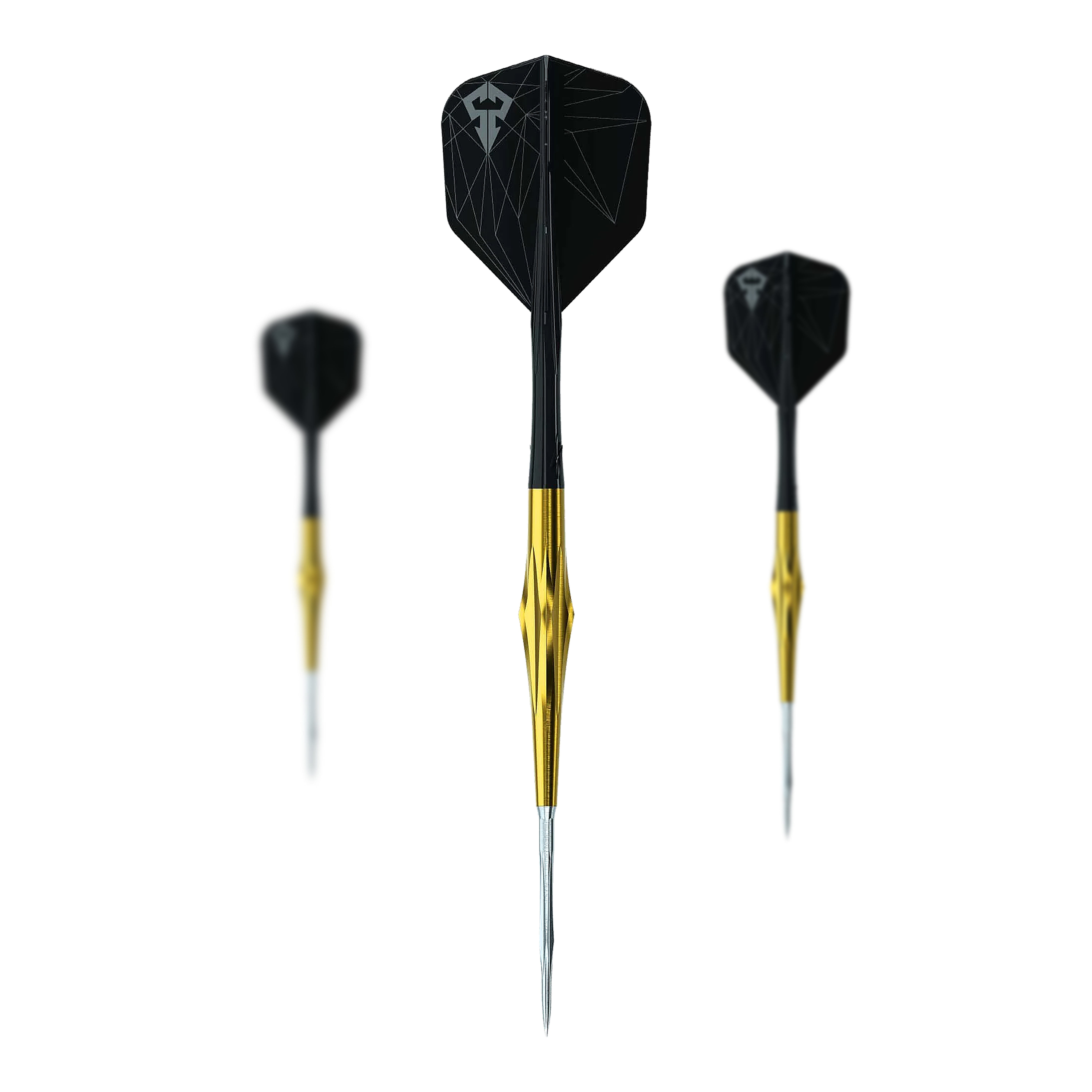 Das Bild zeigt ein Set der Caliburn Starships Series Sunspear Steeldarts mit 19 Gramm. Das Set richtet sich an Dartspieler aller Erfahrungsstufen.