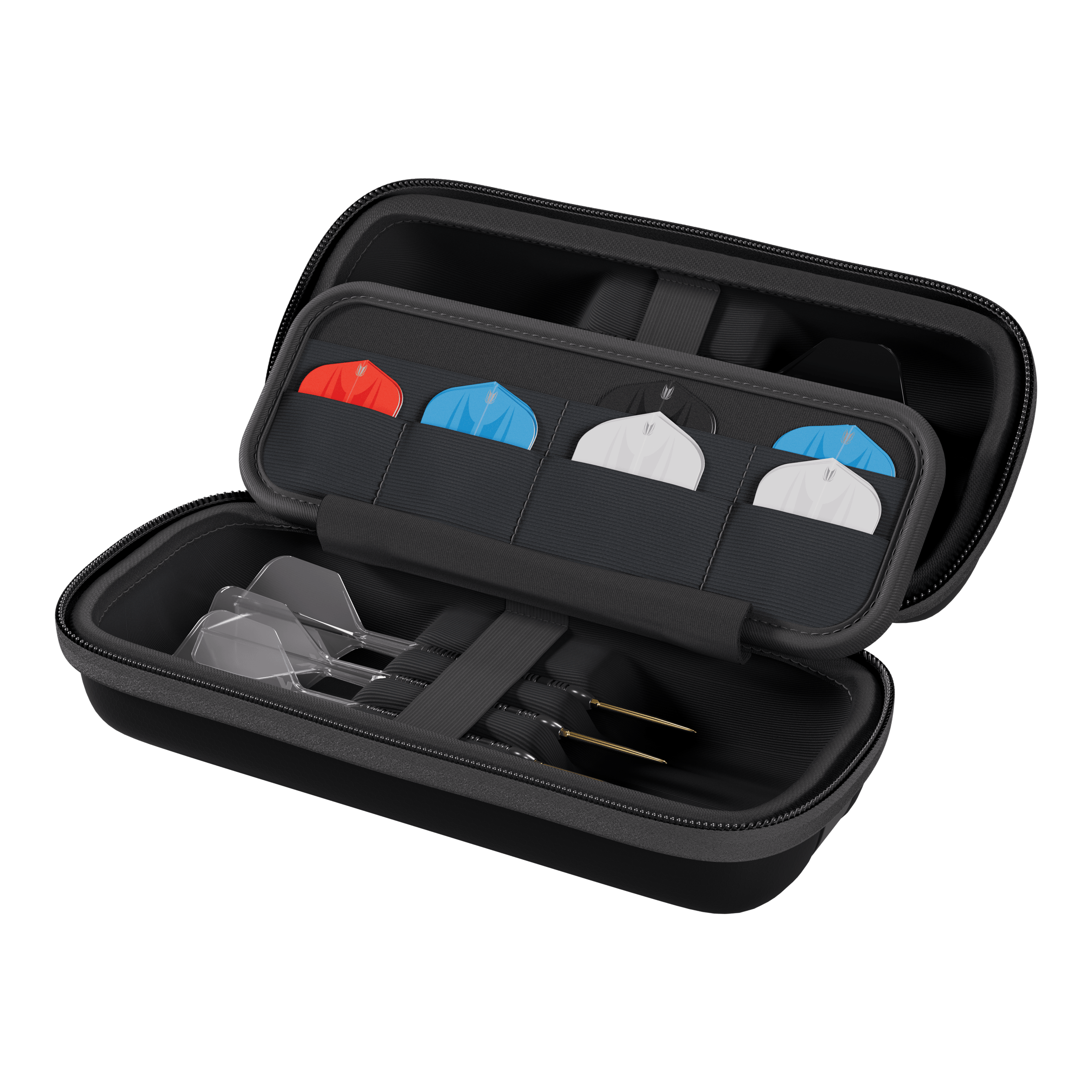 Target BOA Dartcase Auf dem Bild ist ein Target BOA Dartcase in Schwarz abgebildet. Das schwarze Etui bietet Schutz und Aufbewahrung für Darts und Zubehör.