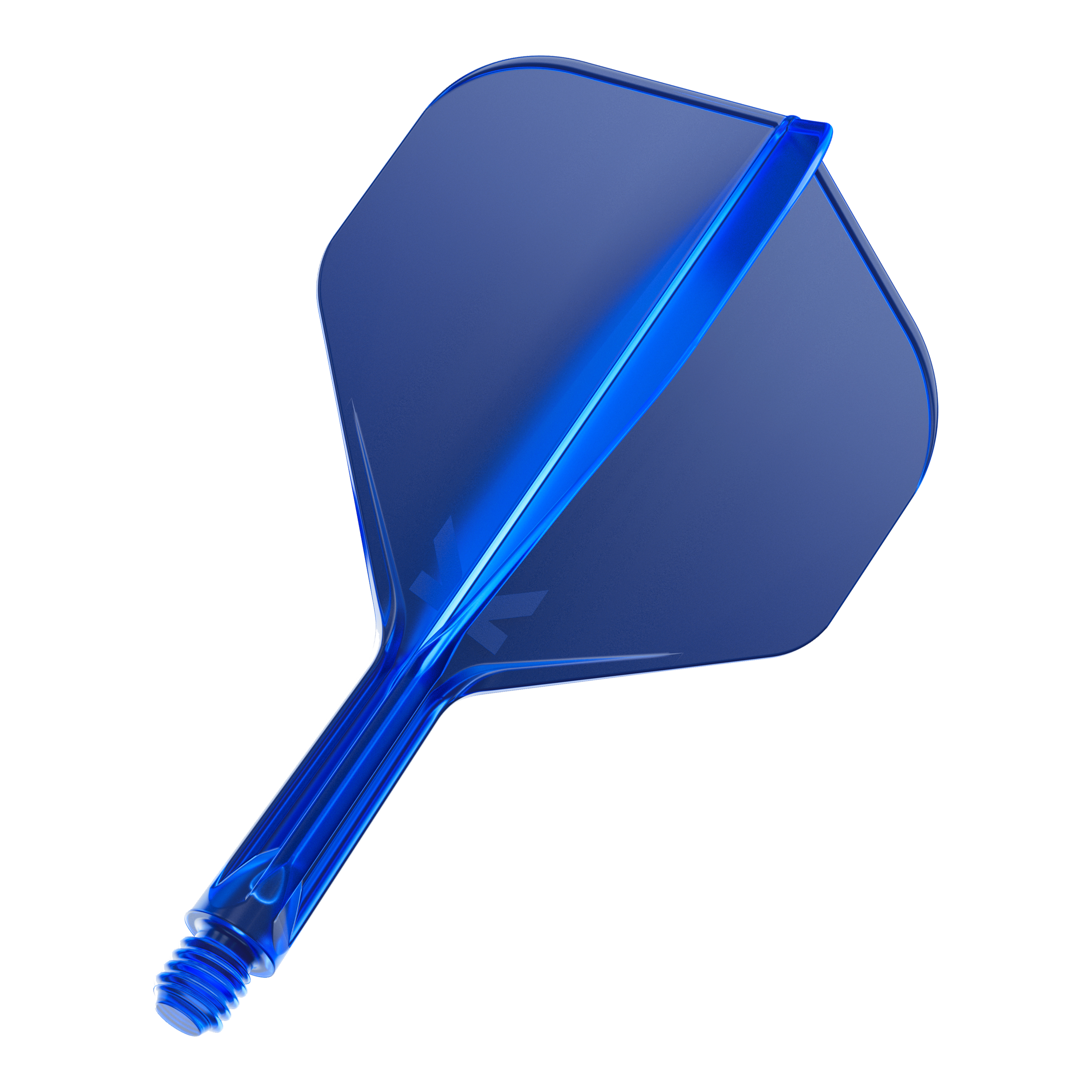 Target K-Flex No2 Standard Flight System - Blue Das Bild zeigt einen blauen Dartflügel mit Schaft. Er hat eine standardmäßige Form und eine glänzende Oberfläche.
