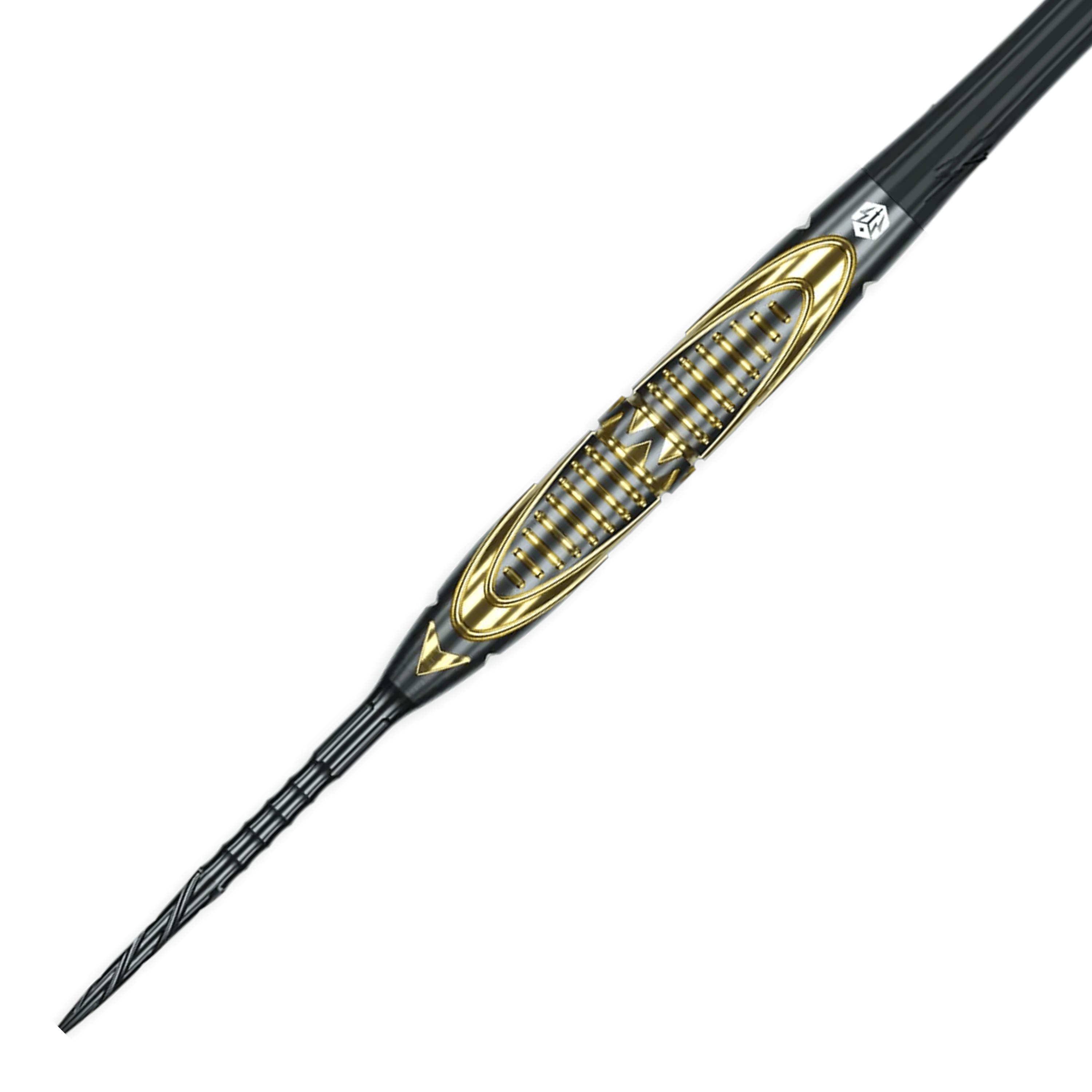 Caliburn Halo H2 steel darts - 22.5g Das Bild zeigt die Caliburn Halo H2 Steeldarts mit einem Gewicht von 22,5g. Die Darts sind detailliert abgebildet.