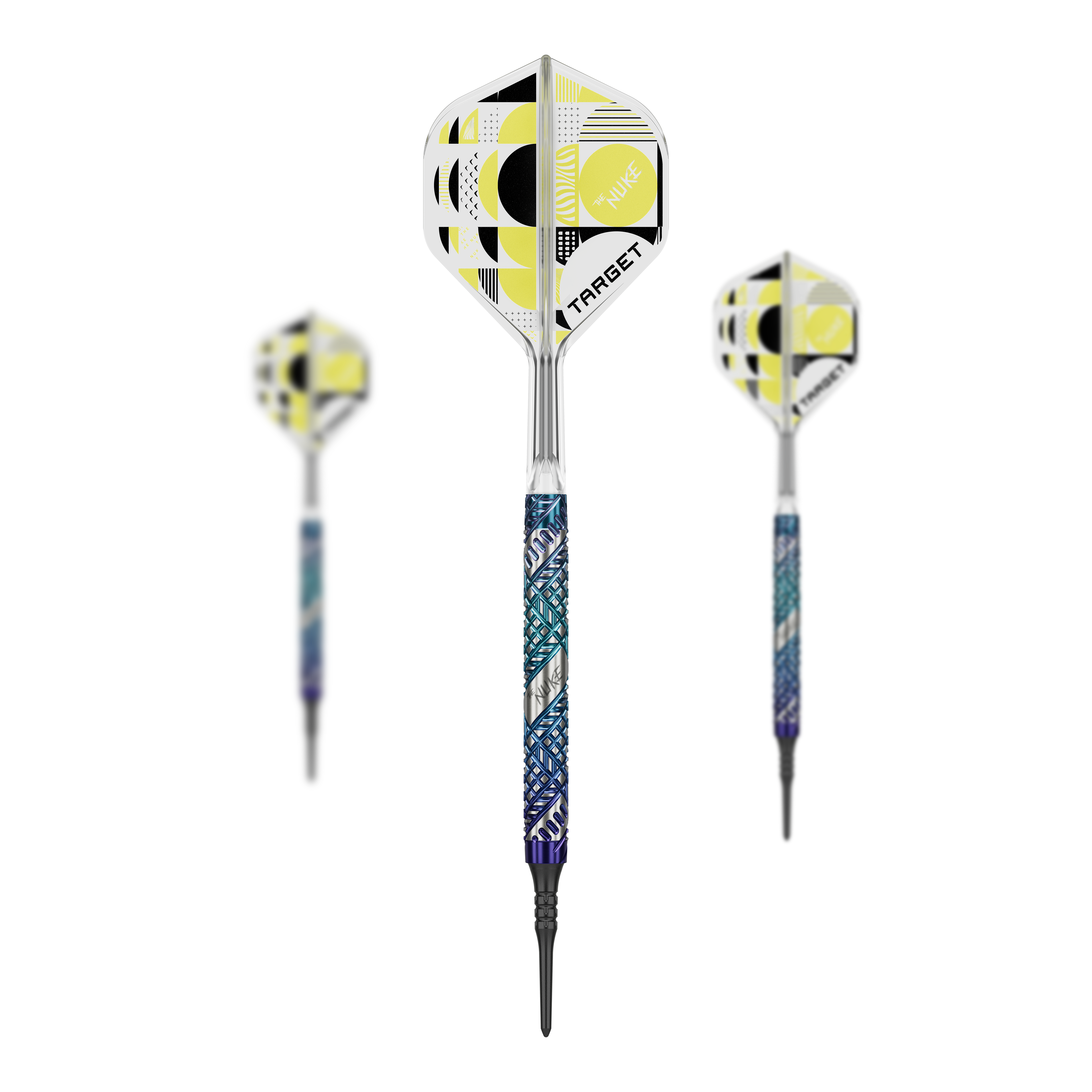 Das Foto zeigt ein Set der Target Luke Littler Edge Softdarts - 19g. Das Set beinhaltet mehrere Darts für den direkten Einsatz.