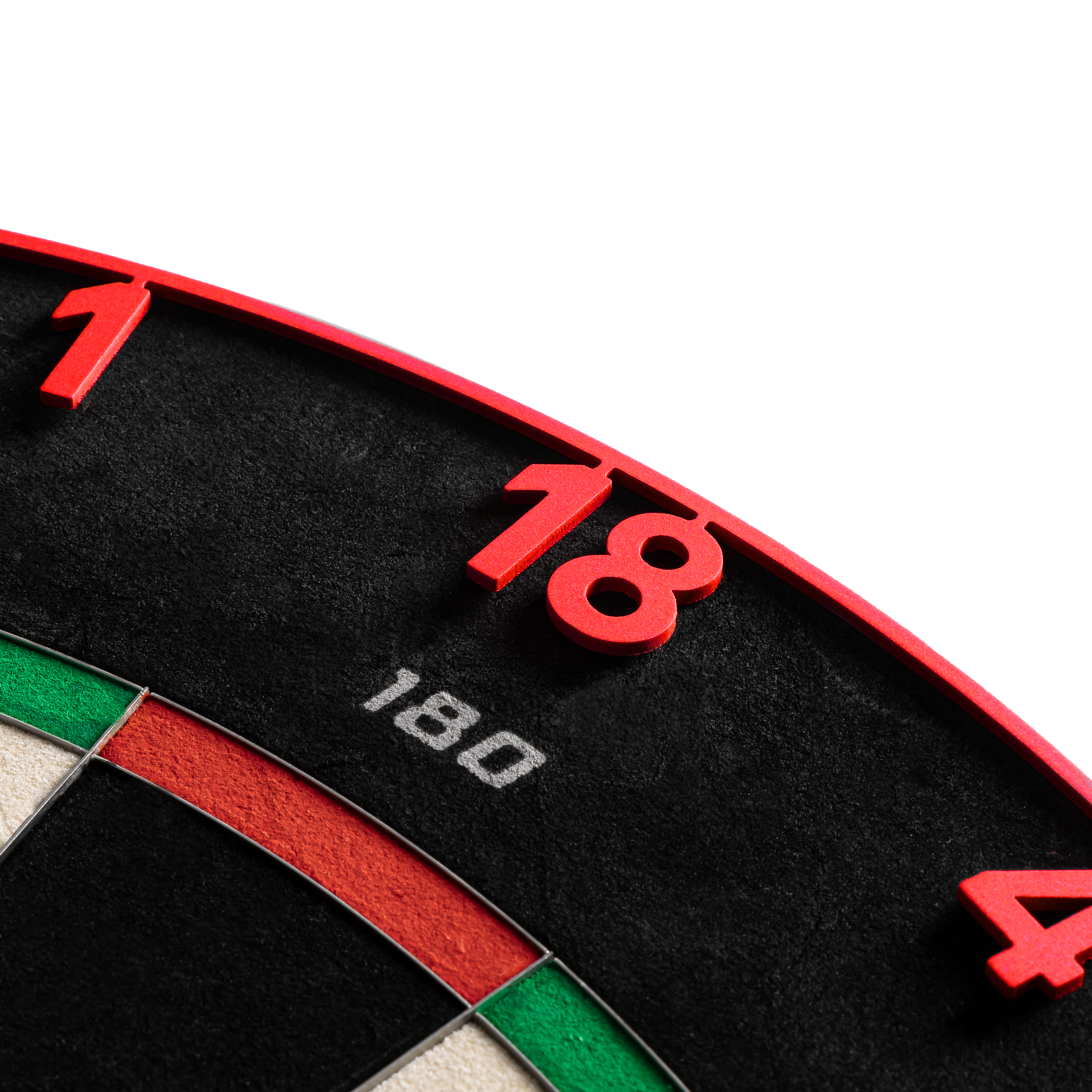 Precise 180 Endorphine steel dartboard with number ring - Inferno Red Dieses Bild zeigt das Precise 180 Endorphine Steeldartboard mit Nummernring in Inferno Red. Das Dartboard eignet sich ideal für anspruchsvolle Dartspieler.
