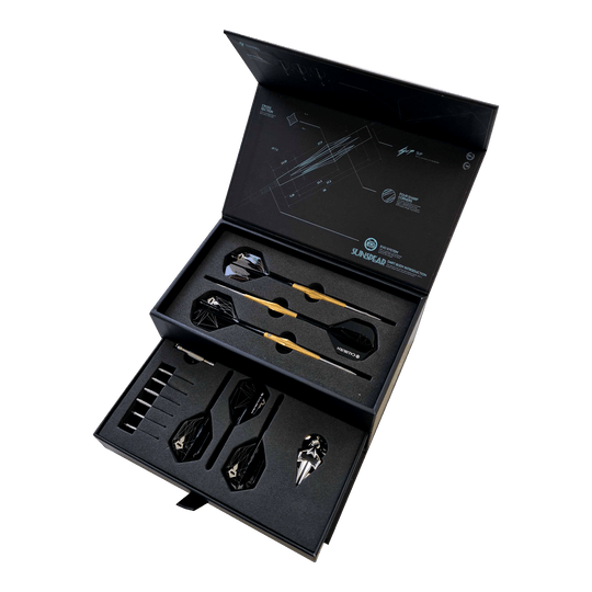 Caliburn Starships Series Sunspear Steel Darts - 19g Abgebildet ist Caliburn Starships Series Sunspear Steeldarts - 19g. Das Produkt zeigt einen Satz hochwertiger Steeldarts.