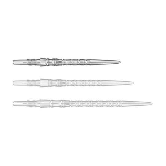 Target Signature Swiss Point TRB steel dart tips - silver Abgebildet ist eine einzelne silberfarbene Dartspitze mit einer Länge von 30 mm. Das Produkt scheint aus der Serie 'Target SwissPoint Signature TRB' zu stammen.