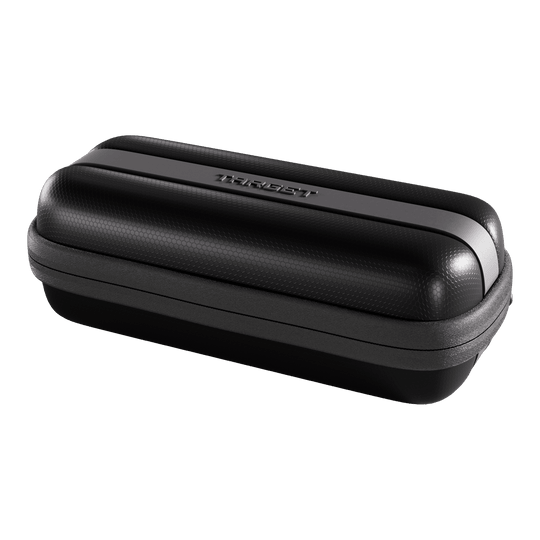 Target BOA Dartcase Das Bild zeigt ein schwarzes Dartcase von Target. Es ist kompakt und dient zur sicheren Aufbewahrung von Darts.