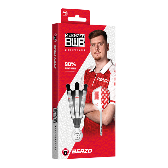 Beazd Niko Springer Softdarts – 22g sind im Set abgebildet. Die Darts haben ein auffälliges Design.