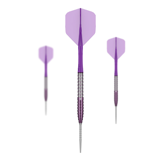 Caliburn Awakening ET steel darts Das Bild zeigt die Caliburn Awakening E.T. Steeldarts. Es handelt sich um ein Set Steeldarts für Dartspieler.