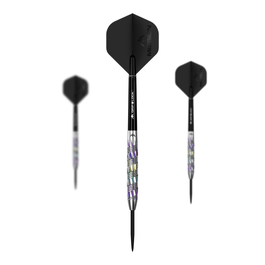 Mission Shuriken Steel Darts Mission Shuriken Steeldarts werden auch als Set angeboten. Auf diesem Bild ist ein komplettes Set der Mission Shuriken Steeldarts abgebildet.