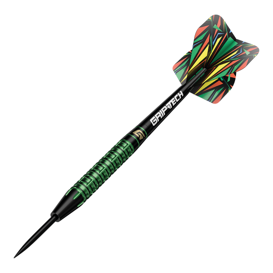 GOAT Athlete Green Tungsten Steel Darts Auf dem Bild sind die GOAT Athlete Green Tungsten Steeldarts zu sehen. Es handelt sich um hochwertige Steeldarts mit grünem Akzent.