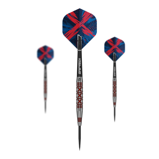 GOAT Strikes Steel Darts Dieses Bild stellt das Set der GOAT Strikes Steeldarts dar. Es zeigt mehrere Darts zusammen als Set.