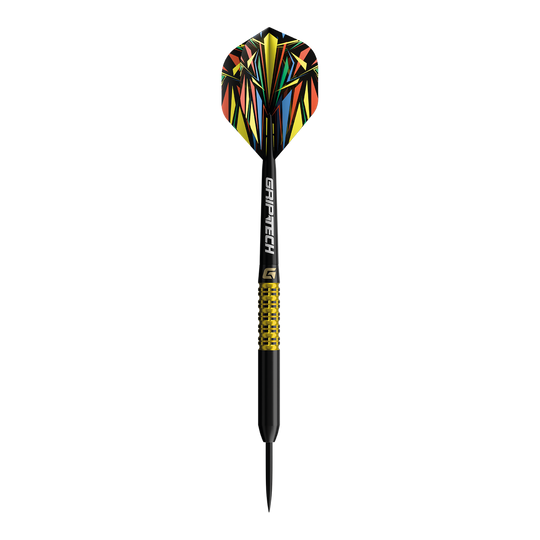 GOAT Athlete Yellow Tungsten Steel Darts Zu sehen ist ein gelber Tungsten-Steeldart. Die Bezeichnung im Dateinamen lautet 'GD7000770 GOAT Athlete Yellow Tungsten Steeldarts 1'.