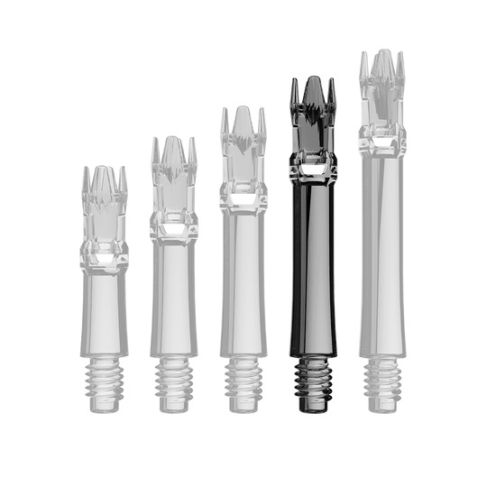 L-Style L-System Replacement Shafts - Clear Black Abgebildet sind schwarze transparente Ersatzshafts. Das Produkt ist länglich und mehrfach dargestellt.