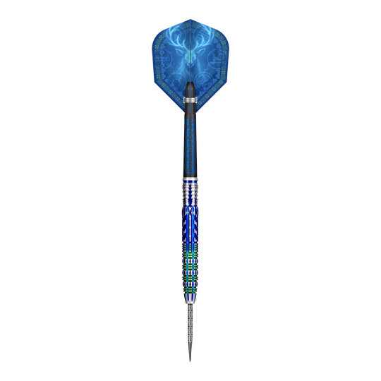 Shot Celt Merlin steel darts Zu sehen ist das Produkt Shot Celt Merlin Steeldarts. Ein Steeldart ist aus nächster Nähe abgebildet.