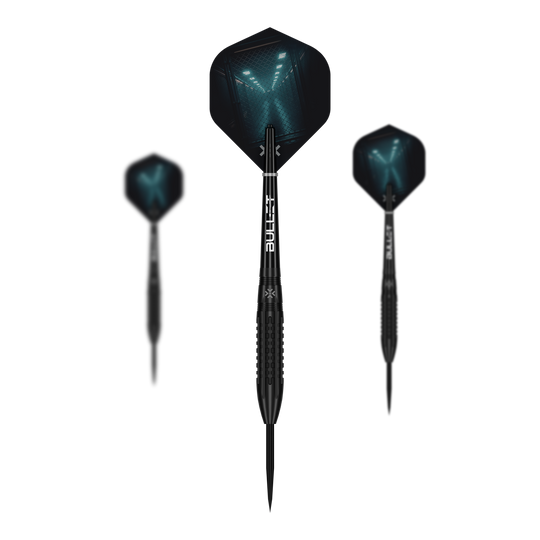 Bullet Cage steel darts Dieses Bild stellt die Bullet Cage Steeldarts dar. Die Pfeile sind speziell für das Steeldart-Spielen konzipiert.