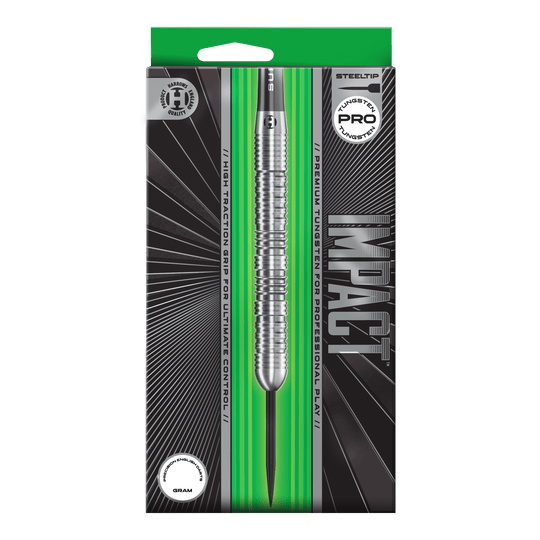 Harrows Impact Steel Darts Abgebildet sind Harrows Impact Steeldarts aus einer anderen Perspektive. Die Darts wirken robust und professionell.