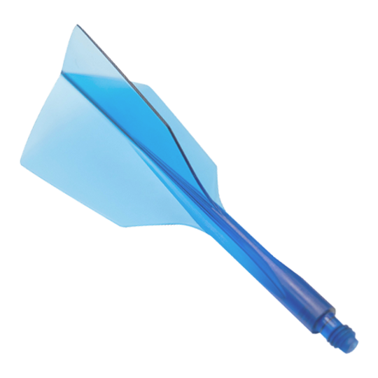 Condor Ax 120 Flight System Clear Blue - Narrow Das Bild zeigt ein Dart-Flight-System in klarem Blau mit schmalem Design. Es handelt sich um das Produkt "Condor Axe 120 Flight-System Clear Blue - Narrow".