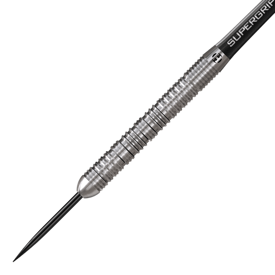 Zu sehen ist ein weiteres Detailfoto von Harrows Impact Steeldarts. Die hochwertige Verarbeitung der Darts ist deutlich erkennbar.