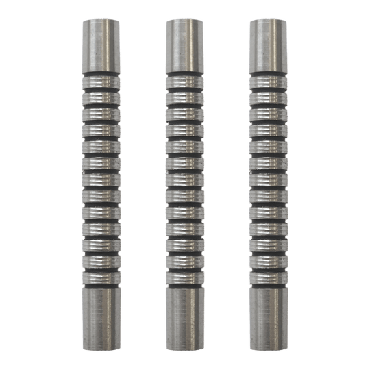 McDart Black Ring Softdart Barrels - 18g Dieses Bild zeigt ein Set von McDart Black Ring Softdart Barrels - 18g. Mehrere schwarze Dart-Barrels sind nebeneinander angeordnet.