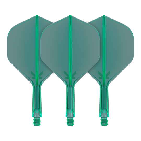 Target K-Flex No2 Standard Flight System - Green Abgebildet ist ein Produkt mit dem Namen 410031_Target_K-Flex_No2_Standard_Flights_Grn_19mm_2. Es handelt sich vermutlich um grüne Standard-Flights für Darts.