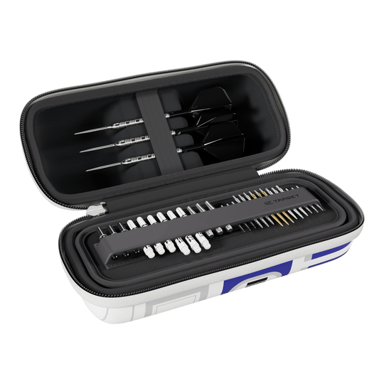 Target Star Wars Boa Dartcase - R2D2 Hier sieht man das Target Star Wars Boa Dartcase - R2D2. Die Aufbewahrungstasche ist im Stil von R2D2 gestaltet.