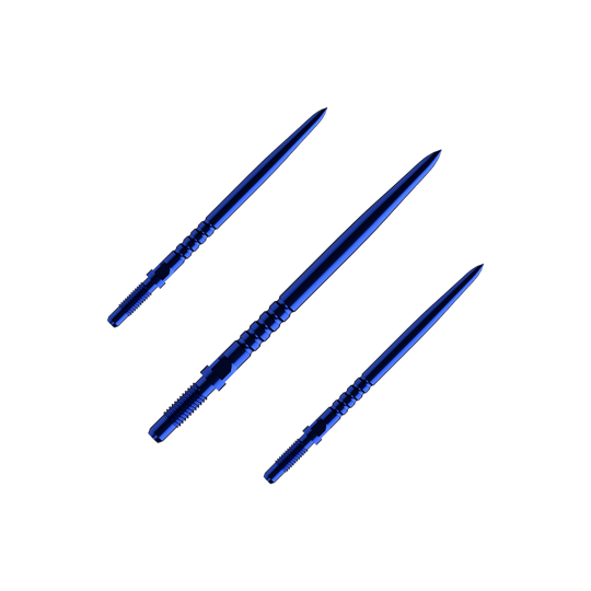 Bulls NL Convertible Point Dart Tips - Ringed Grip - Blue Hier sieht man ein Set aus mehreren RingedGrip Convertible Points in Blau, 32mm lang. Es sind Ersatzspitzen für Dartpfeile.