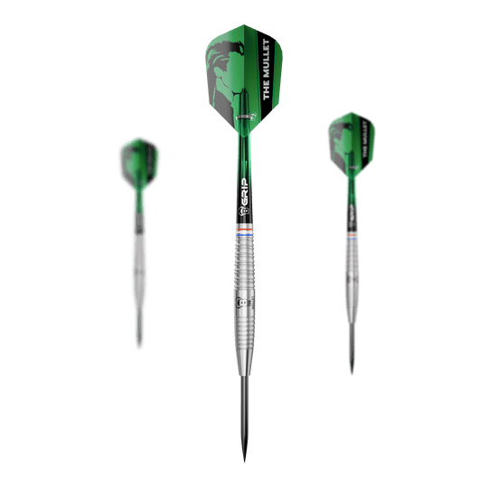 Bulls Danny Jansen G2 steel darts Hier sind die Bulls Danny Jansen G2 Steeldarts als Set zu sehen. Mehrere Dartpfeile werden geordnet präsentiert.