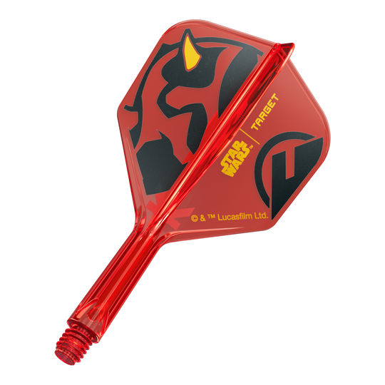 Target Star Wars K-Flex Darth Maul No6 Flights Ein Bild eines Dartflugs, basierend auf dem Dateinamen '410520_Target_StarWars_KFlex_DarthMaul_No6_Flights_Short_19mm_1'. Das Produkt zeigt ein Star Wars Motiv im Darth Maul Design.