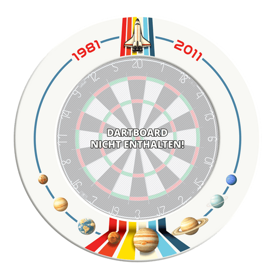 McDart Space Shuttle Dartboard Surround Das Bild zeigt den McDart Weltraum Shuttle Dartboard Surround. Es handelt sich um einen Schutzring für Dartboards.